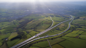 Birds Eye view of kent roads and motorways